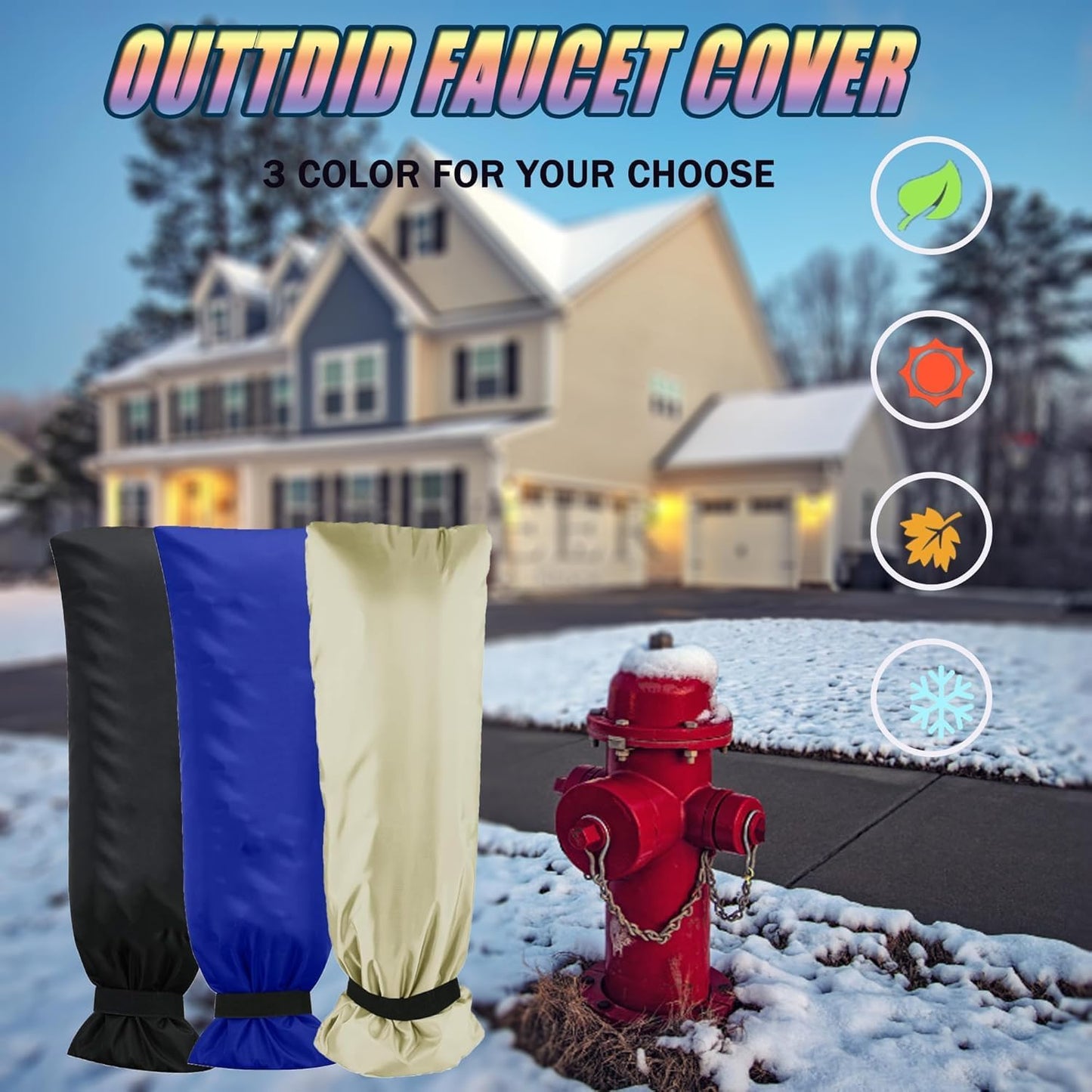 Outdoor Faucet Covers for Winter, 13" W x 25" H Outside Yard Hydrant Protector Socks Winter, Insulated Hose Bib Protector Cover, Spigot Pipe Cover Freeze Protection - Black