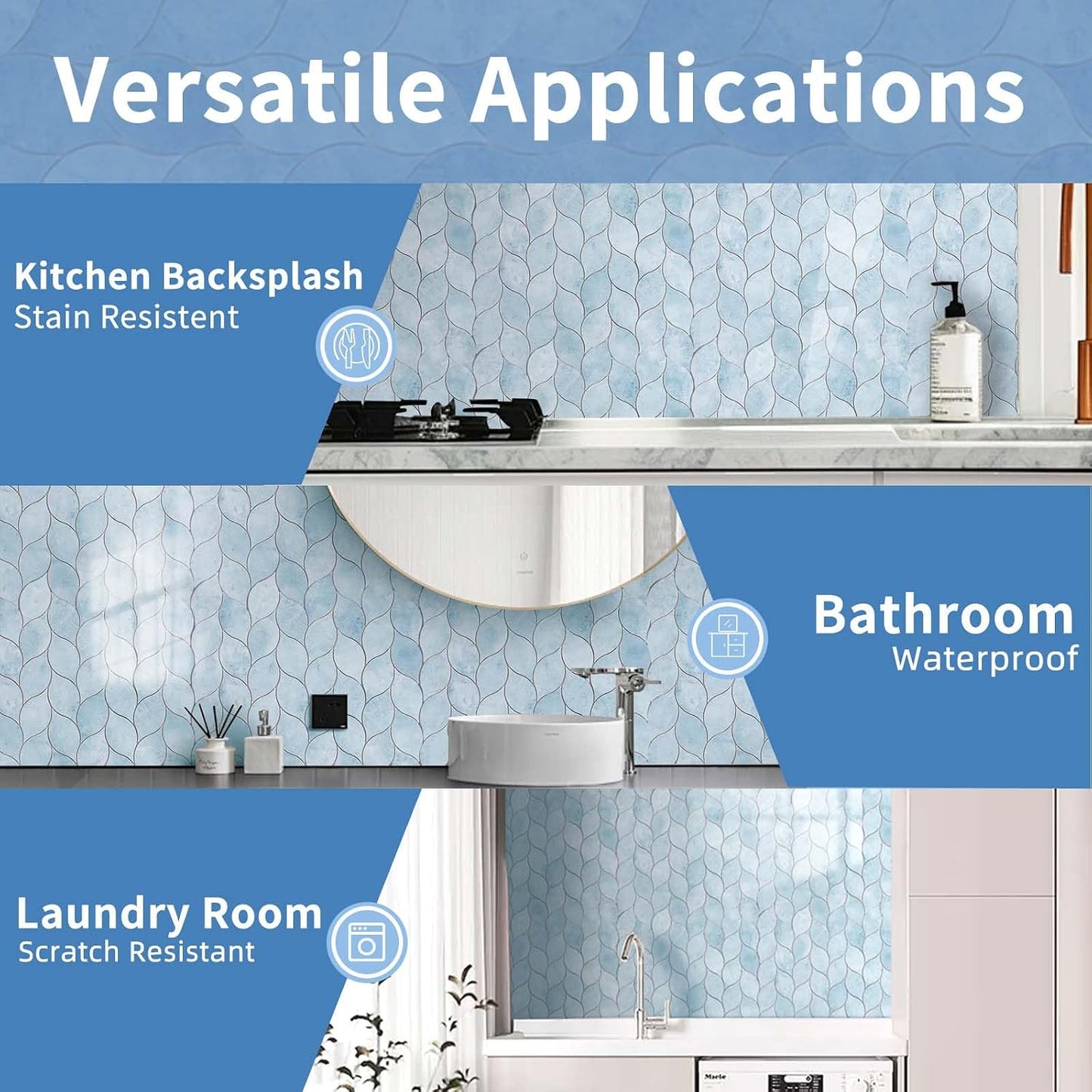 Tilingview 10-Sheet Peel and Stick Backsplash Tile for Kitchen, Self-Adhesive Mosaic Glossy Leaf Stick on Wall Tile with Gaps (Leaf Beige)