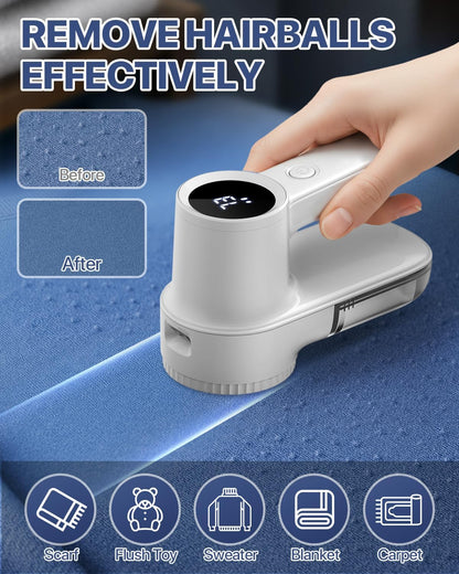Lint Remover with LED Light, Rechargeable Fabric Shaver,3 Extra Blades | 3-Speeds Sweater Shaver with LED Display, Lint Remover for Clothes & Furniture, Type-C Cable, Birthday Gifts for Women