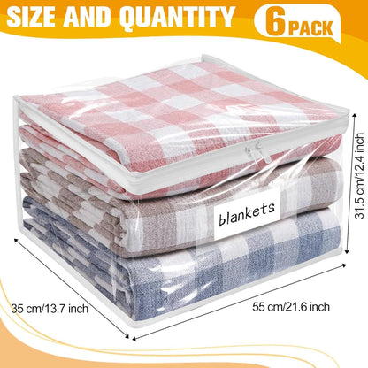 Plastic Storage Bags with Easy-Glide Zipper, Pack of 8, Durable Clear Vinyl Zippered Storage Bags for Clothes Sweaters Comforters Blankets Sheets Bedding (15.7 x 13.8 x 3.9 Inch, White)