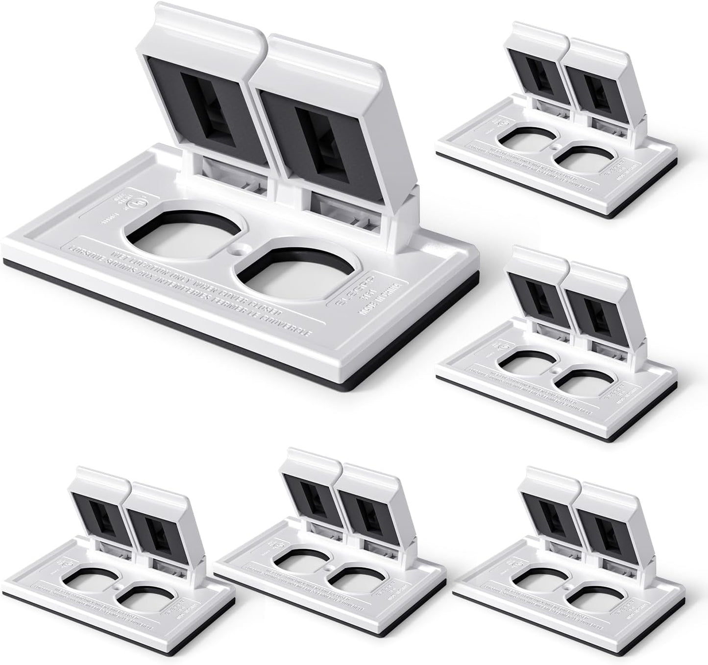 ELEGRP Horizontal Outdoor Cover for Duplex Receptacles, 2-Hole Weatherproof Wall Plate, Outdoor Electrical Outlet Cover, Standard Size 1-Gang 4.55” x 3.02”, Thermoplastic, 1 Pack, Grey