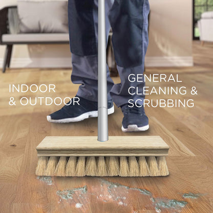 LOLA Deck Scrub Brush Outdoor Broom, Durable Bristles Remove Dirt, Grime, Grout, Leaves, Snow on Patios, Decks, Wet or Dry