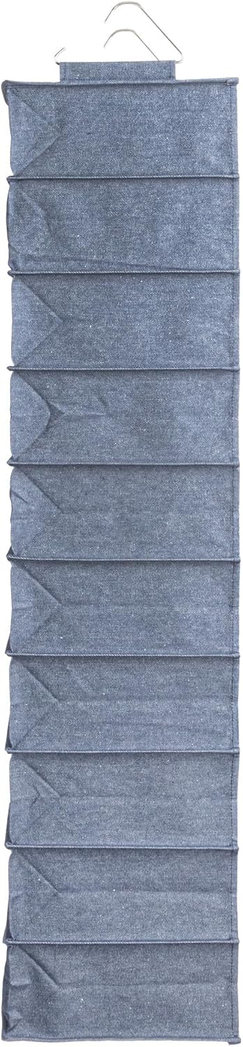 Household Essentials 311322 Hanging Shoe Storage Organizer for Closets |10 Pocket Shelves | Natural Canvas