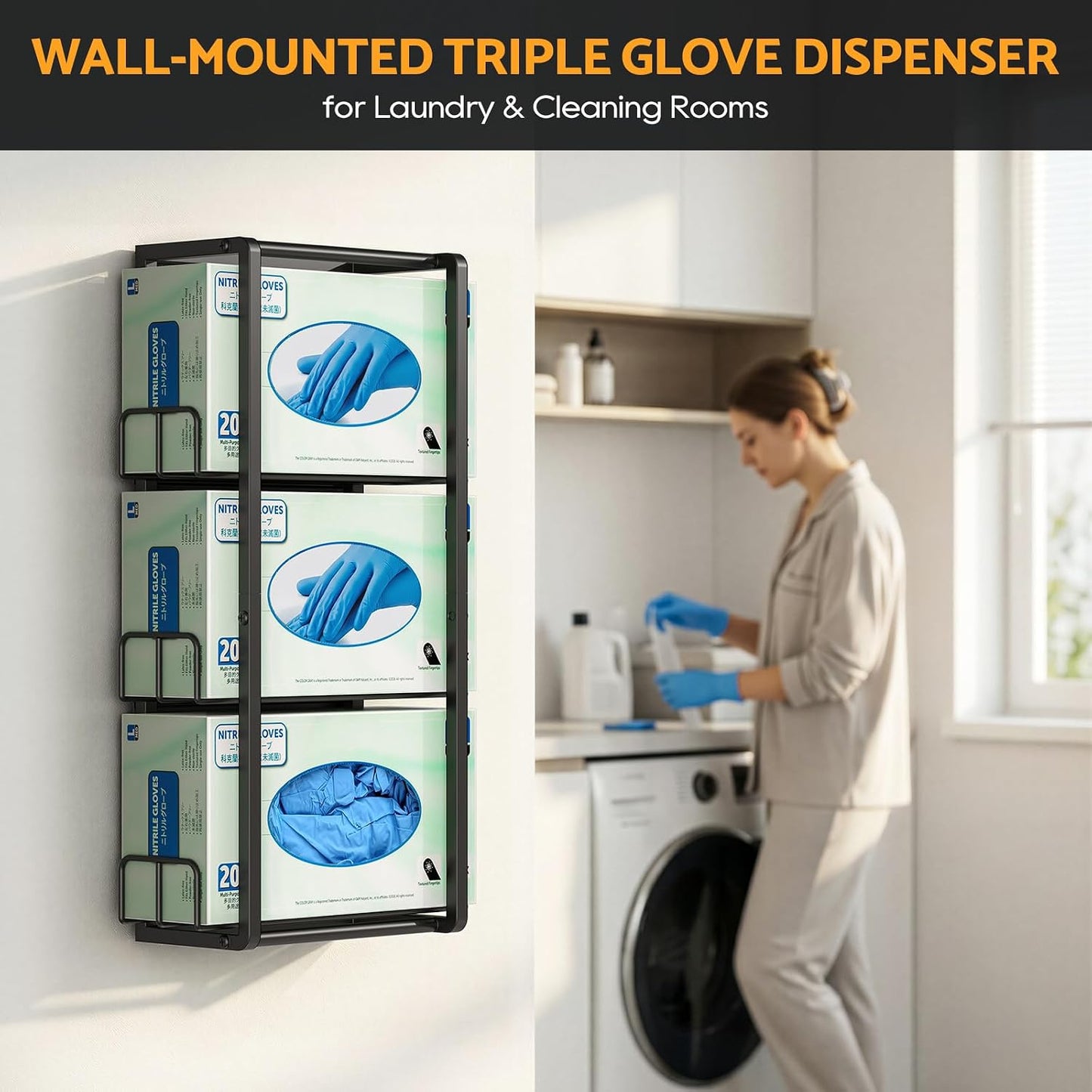 THYGIFTREE Magnetic Glove Holder for 2 Boxes, Wall Mount Metal Rubber Latex Disposable Gloves Tissue Dispenser for Toolbox Garage Workshop Kitchen Fridge