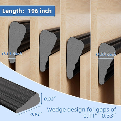 118”Wedge Weather Stripping Door Seal Strip for Door Frame,Self-Adhesive Window Insulation for Winter,Dark Foam Gap Filler for Light Noise Blocker,Front Exterior Door Side Draft Stopper,White