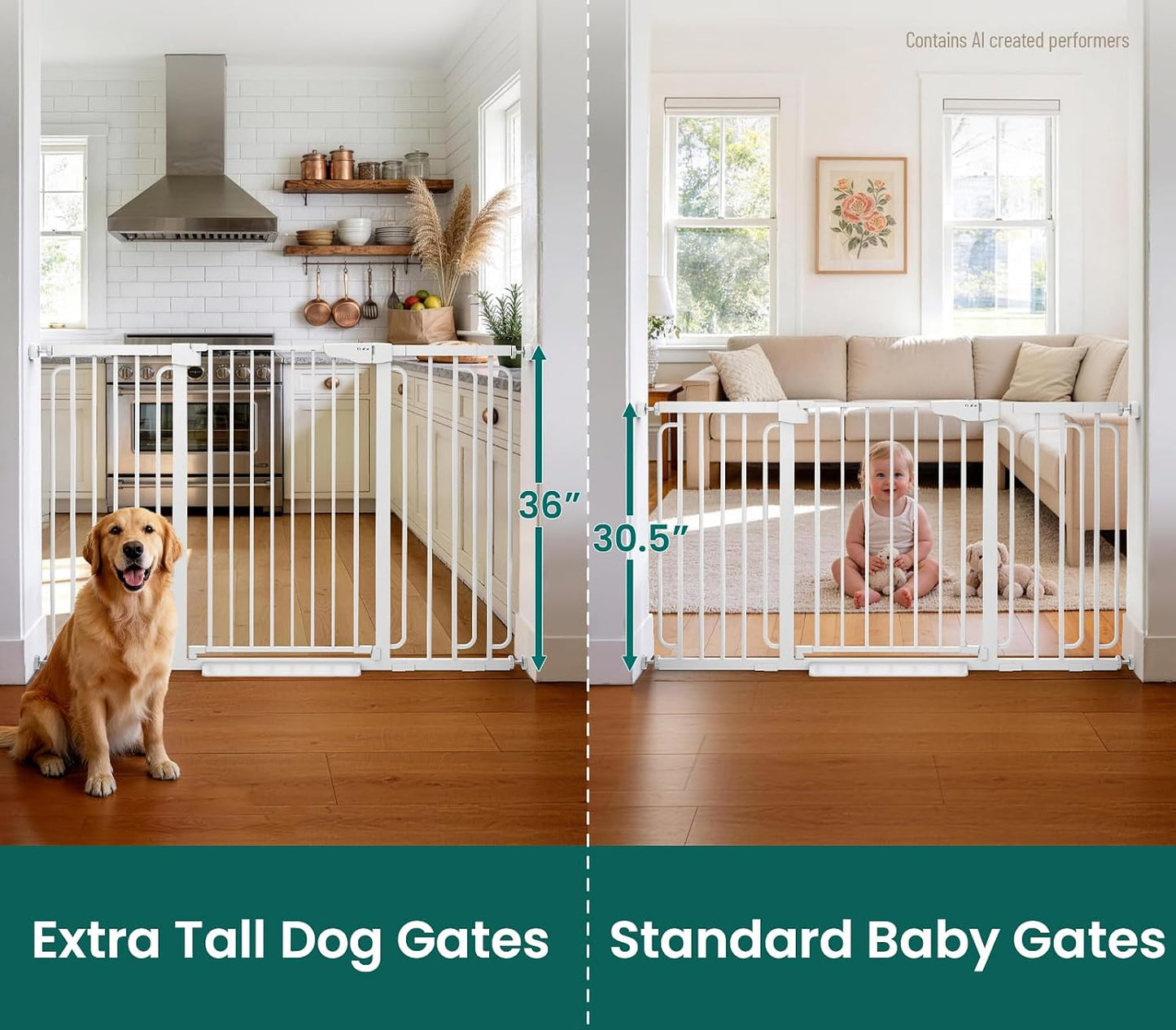 Cumbor 30-46" Baby Gate for Stairs, Mom's Choice Awards Winner-Auto Close Dog Gate for The House, Gifts for Mom, Easy Install Pressure Mounted Pet Gates for Doorways, Black