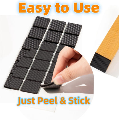 Non Slip Furniture Pads 1/2" x 3" Rubber Strips Self Adhesive Furniture Grippers Chair Leg Pads Rubber Chair Feet Anti Scratches Non Skid Furniture Pad Floor Protectors, 40 Pcs Rectangle