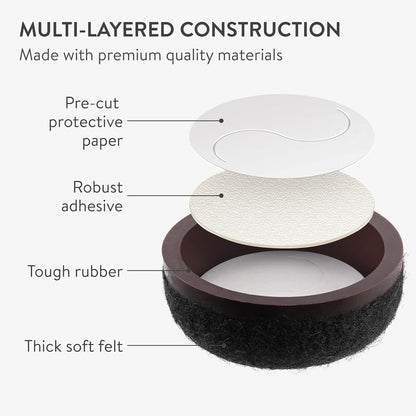 Aneaseit Felt Furniture Pads - Round Chair & Table Leg Protection for Hardwood Floors - Heavy Duty Floor Protectors - Pad Sliders for Chair Legs - 1 inch (25mm) 8 Pack - Black