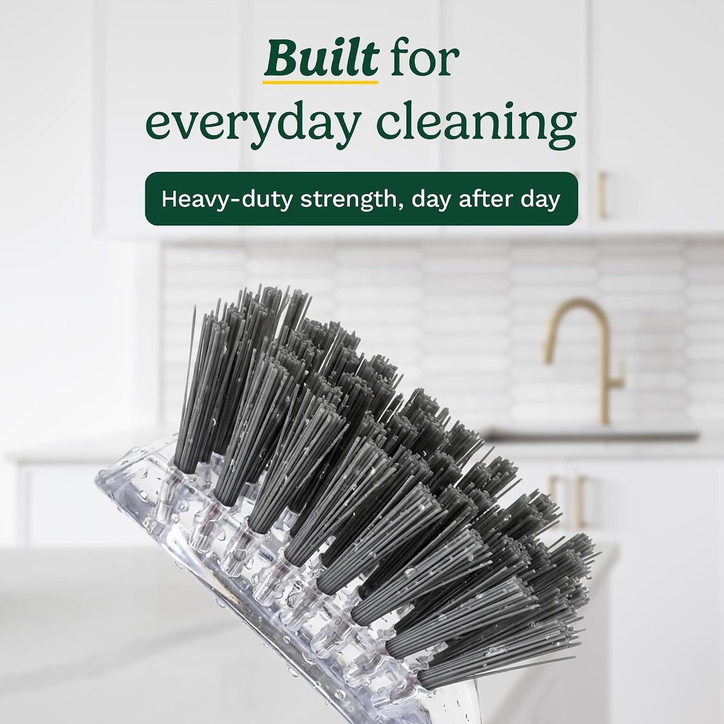 Cuisinart Dish Brush with Handle 2 Pack – Kitchen Scrub Brush for Dishes, Pots & Pans, Non-Scratch Dish Scrubber, Firm Bristles for Sink & Cookware, Comfortable Grip for Everyday Cleaning