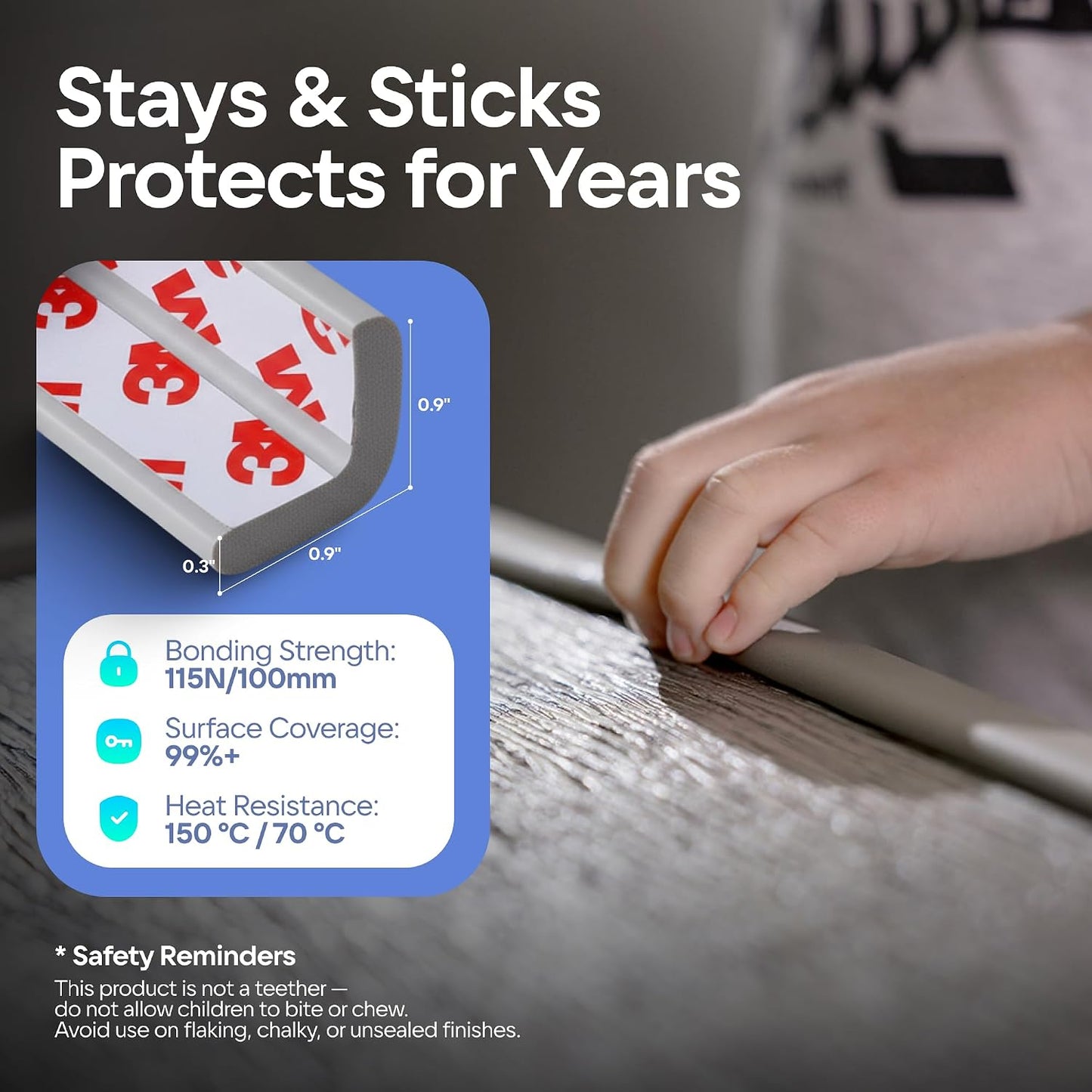 Premium 12ft Edge Protector for Baby, Odorless Foam Cushion with Strong Adhesive Tape, Non-Toxic to Baby Proof Corners and Edges, Wall Corner Protector & Desk Edge Cushion White