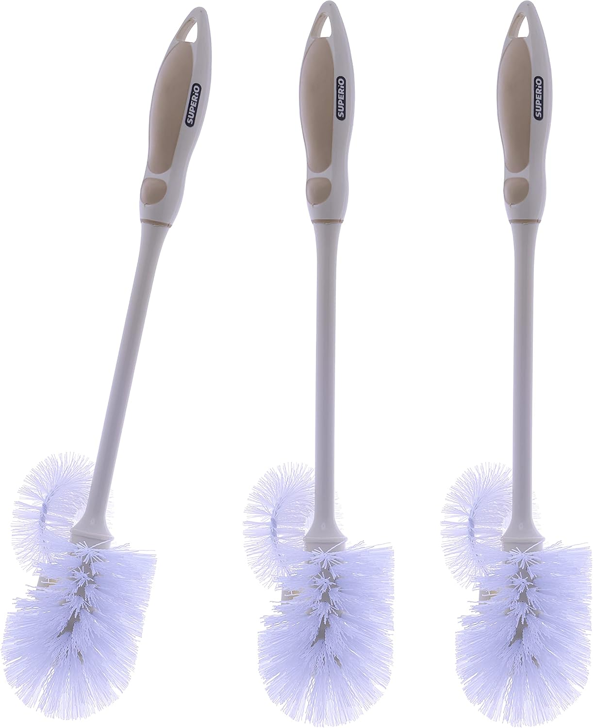 Superio Toilet Brush, Toilet Bowl Cleaning System with Scrubbing Wand, Under Rim Lip Brush for Bathroom