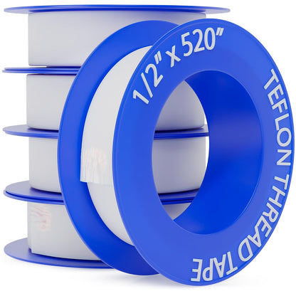 D-NYX Teflon Tape 4 Rolls 1/2 Inch(W) X 520 Inches(L) Teflon Duct Sealant Tape for Shower Head, Plumbing Thread Tapes, Water Pipe Sealing Plumbers PTFE Thread Seal, Pipe Dope Plumbers Accessories