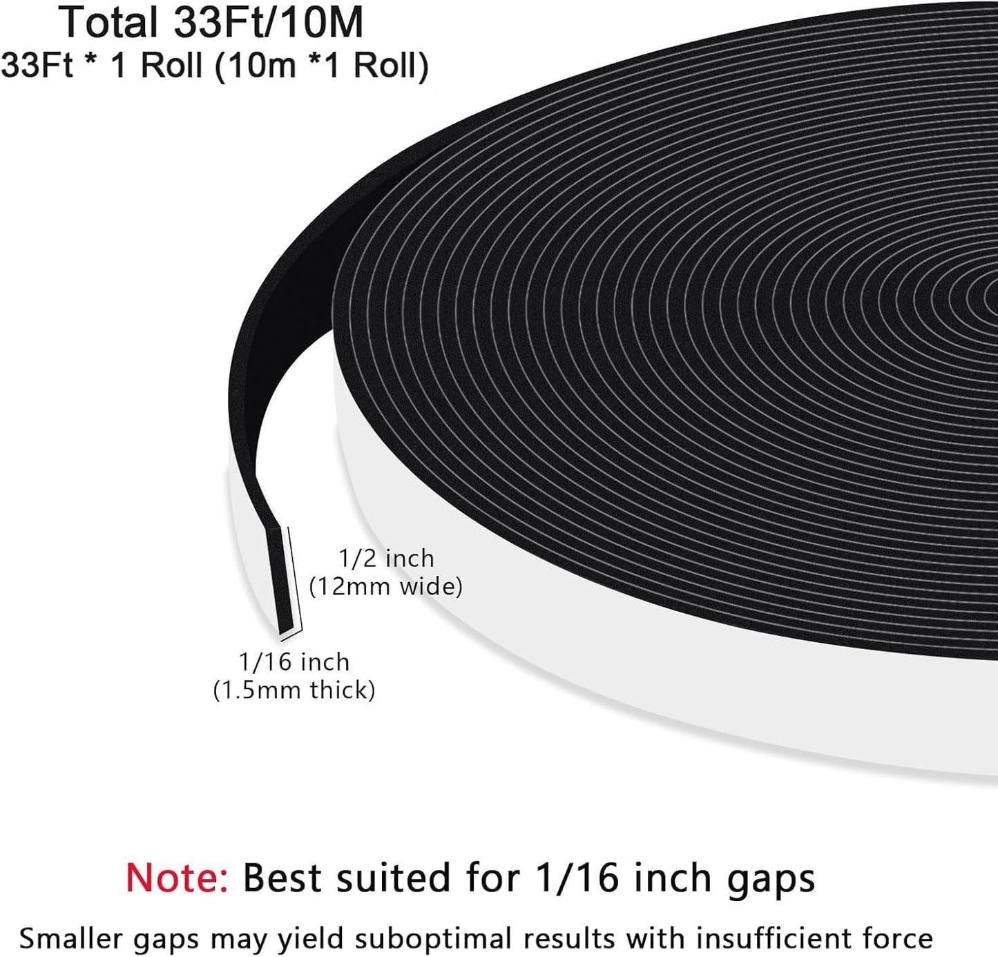 Upgraded Strong Adhesive Foam Weather Stripping Door Seal Insulation Tape for Insulating Door,Window, Air Conditioner Noise-Reduction Self Adhesive Sealing Weatherstrip (1 in x 1/2 in x 10 Ft) - Colors A