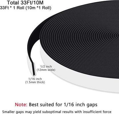 Strong Adhesive Weather Stripping, High Density Weatherproof Weather Stripping Door Seal Strip for Sliding Door, Windows,Noise-Reduction Foam Sealing Strip, White(1/2 in x 1/4 in x 13Ft) - Colors A