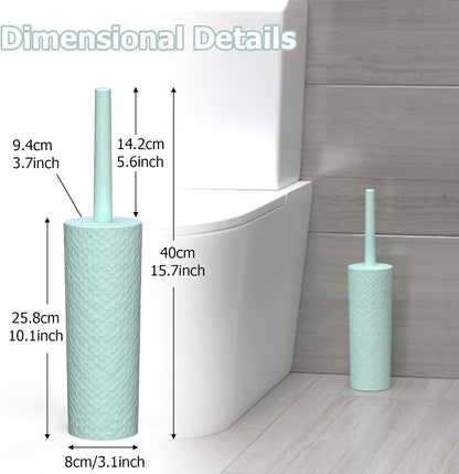 Topsky 2 Pack Compact Toilet Brush & Holder Set, Plastic Round Barrel Loo Brush with 2 Replacement Toilet Brush Head, Durable for Bathroom Toilet, Gray