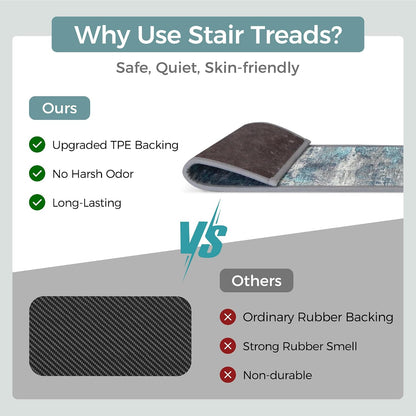 sarben Non Slip Stair Treads for Wooden Steps 15PCS - 8"x30" Indoor Safety Carpet, Edging Mats with TPE Adhesive Backing, Pet and Elderly Friendly Stair Rugs (Taupe) - Colors B