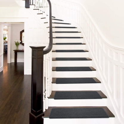 PURE ERA Carpet Stair Treads Tape Free Non Slip Indoor Stair Carpet Stair Protectors Pet-Friendly Non-Slip Skid Resistant Washable Reusable 8" x 30"(2 Pieces,Black)