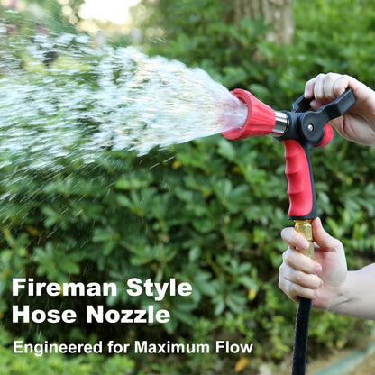 FANHAO Heavy Duty Fireman's Hose Nozzle, Metal Water Nozzle with 8 Spray Patterns, High Pressure Garden Hose Sprayer with Lever Control and Non-Slip Grip to Water Plants & Lawns, Wash Cars & Clean