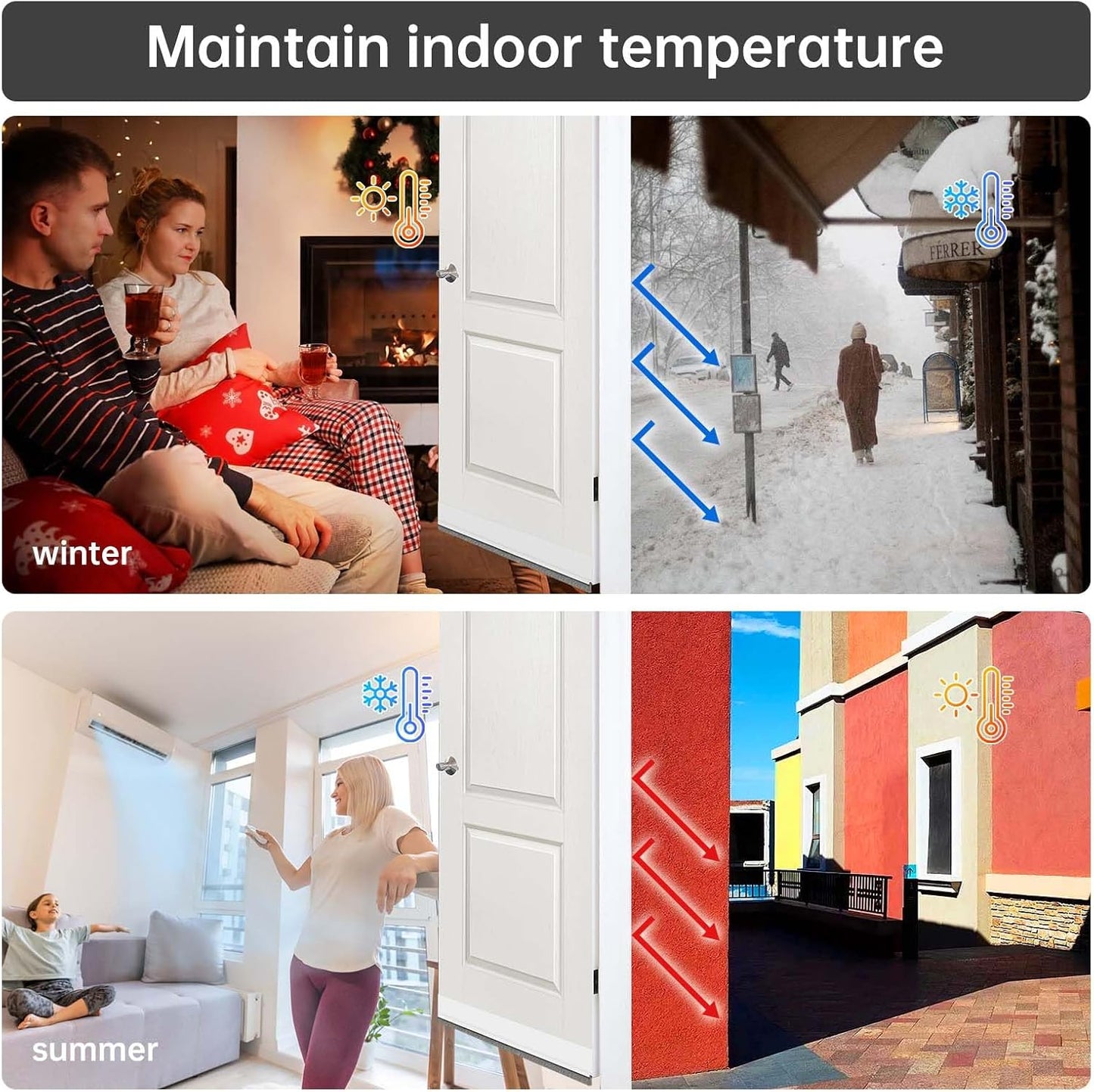 Door Sweep for Bottom of Door, Integrated Bottom Door Draft Stopper with Brush, Self-Adhesive Under Door Seal for Dust/Noise/Hot or Cold Air Insulation, Black 39.37" L/1" W