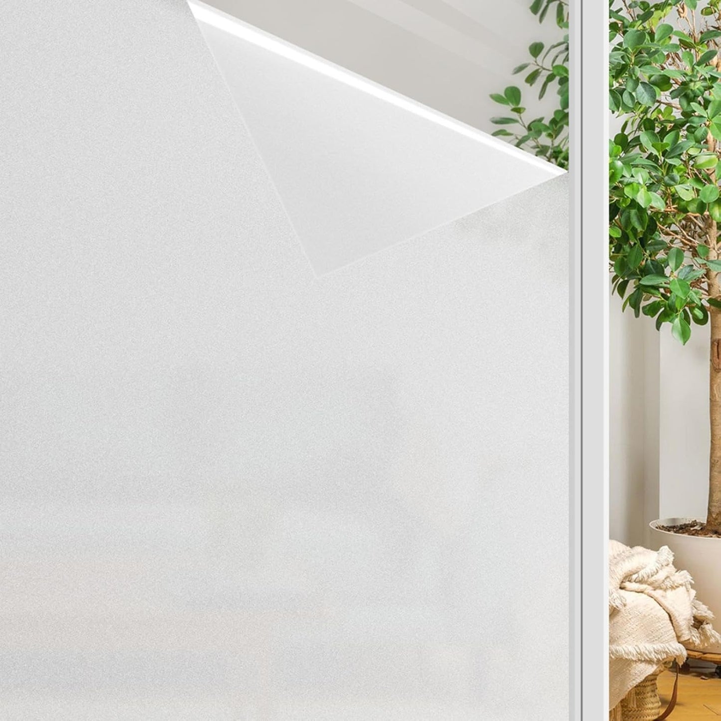 Finnez Frosted Privacy Window Film - Static Cling No Adhesive, Reusable & Easy to Remove, Decorative Glass Film for Home Bathroom Office Door, Crystal Clear 17.5 x 78.7 inches