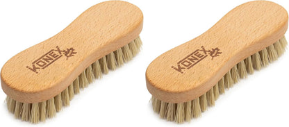 KONEX Nylon Fiber Economy Utility Cleaning Hand Brush | Heavy Duty Hand-Held Scrub Brush Stiff Bristles | Wooden Body, Ideal Scrub Brushes for Cleaning (Peanut Shaped)