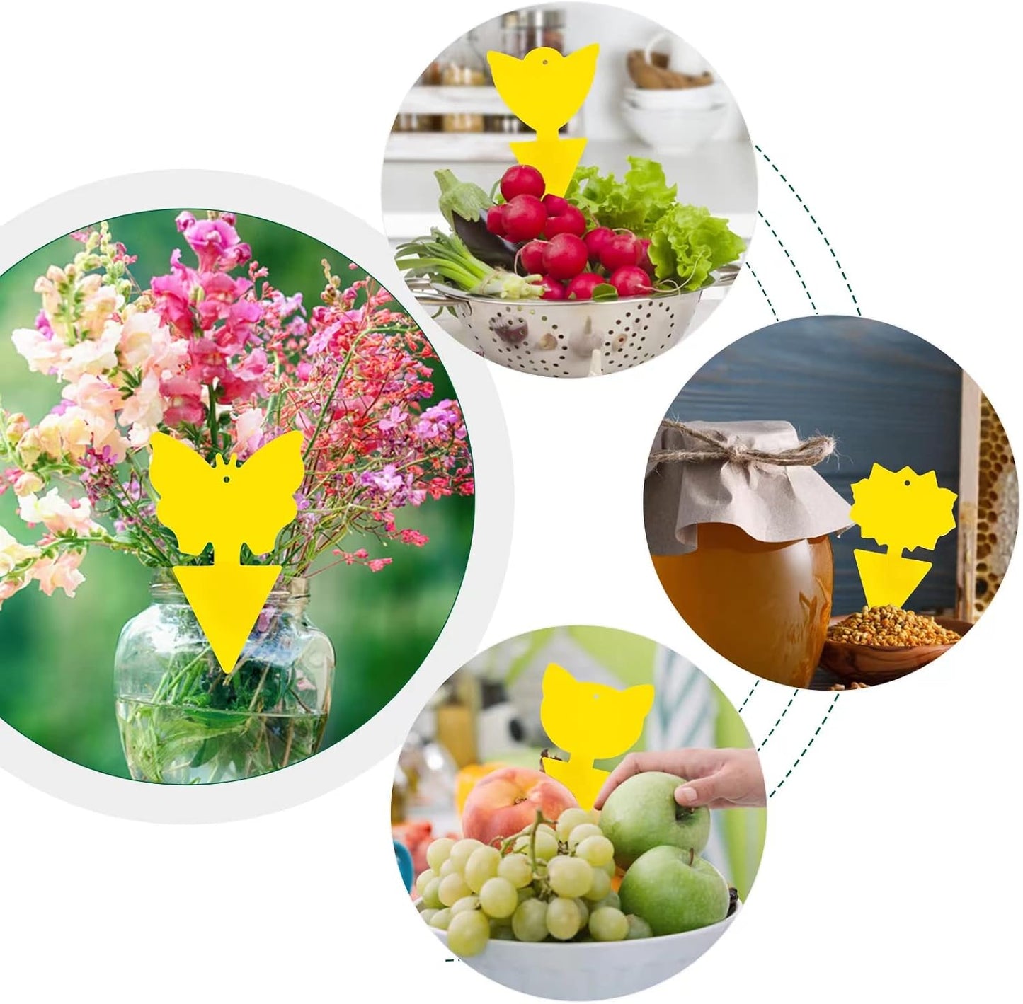 40 Pcs 5 Shapes Yellow Extremely Sticky Traps for Fungus Gnat, Fruit Fly, Fly, Whitefly, Flying Insect Catcher Traps for Houseplants, Kitchen, Indoor/Outdoor, Non-Toxic, Odorless, Pet and Kid Safe