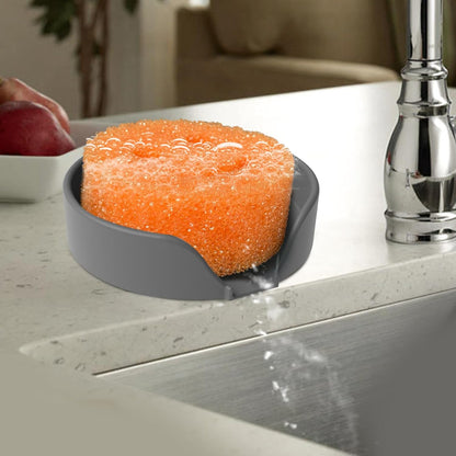 Sponge Holder for Scrub Daddy with Suction Cups and Drain Spout Kitchen Sink Caddy Organizer, Soap Dishes Holder Accessories Rack, Dishwasher Safe - 4.7"x4.7", Green