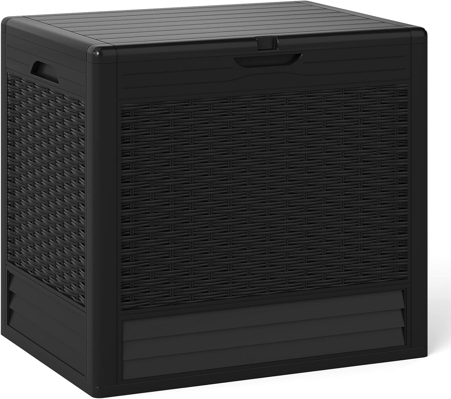 Tangkula 25 Gallon Waterproof Outdoor Storage Box with Lockable Lid | PP Resin, Wicker Patterned, Indoor Outdoor Use, Portable, Versatility, for Deck, Pool, Patio Cushions, Garden Tools