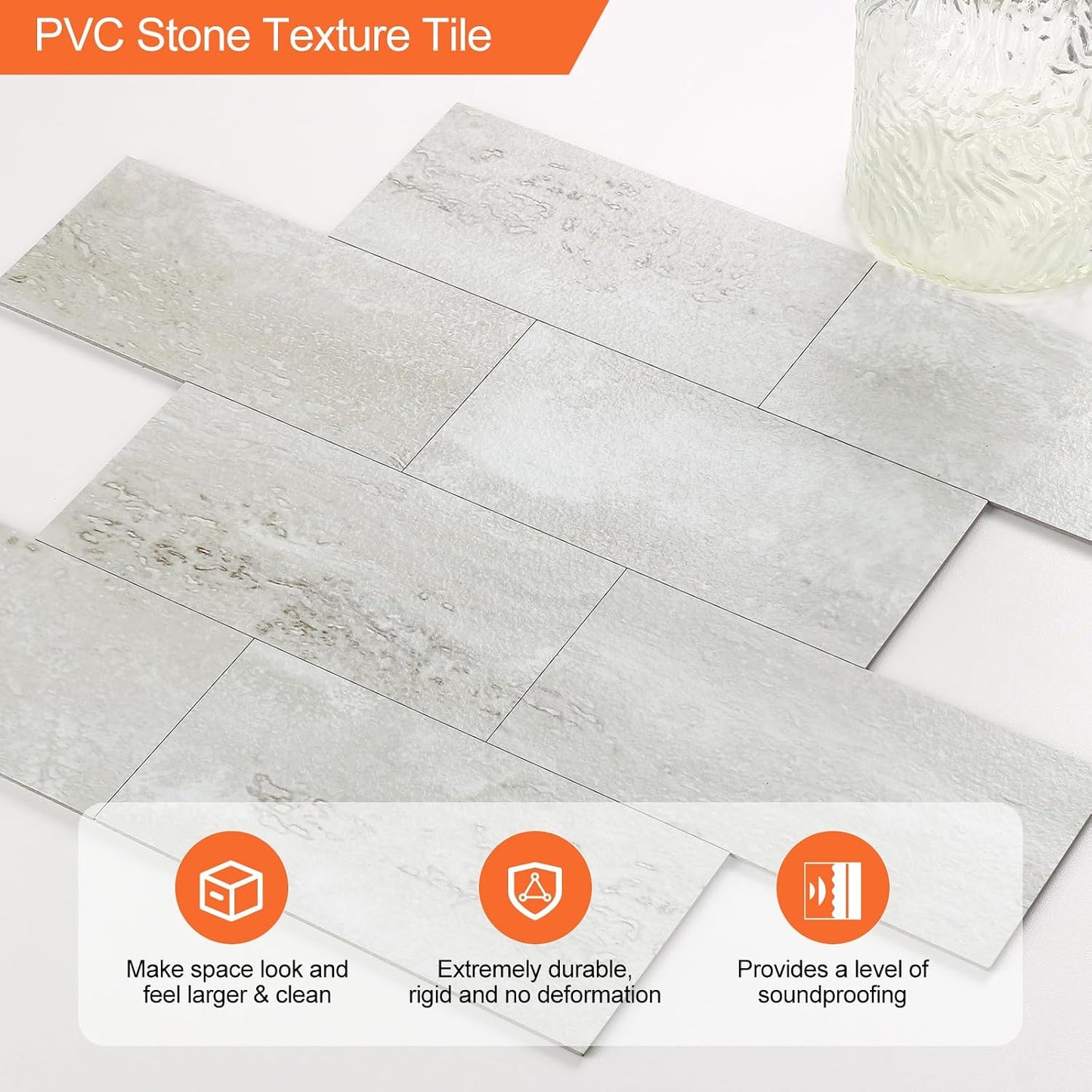 10- Sheet Polished White Peel and Stick Backsplash, 12’’Luxury PVC Ceramic Look Self Stick Subway Tiles, Waterproof Peel and Stick Wall Tiles for Kitchen and Bathrrom
