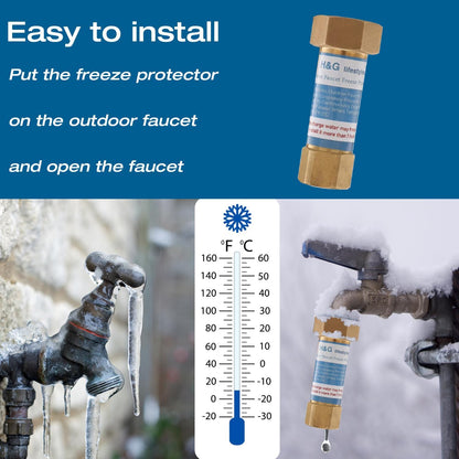 H&G lifestyles Outdoor Faucet Freeze Protection, Heavy Duty Brass Spigot | Replacement Faucet Covers for Winter, Freeze Proof Protector, Easy to Install, Saves Water