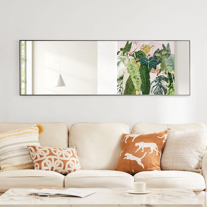 OLIXIS 64"x 21.5" Arched Mirror Full Length, Full Body Mirror with Stand, Hanging or Leaning for Wall, Floor Standing with Shatter-Proof Glass for Bedroom, Living Room, Long, Black