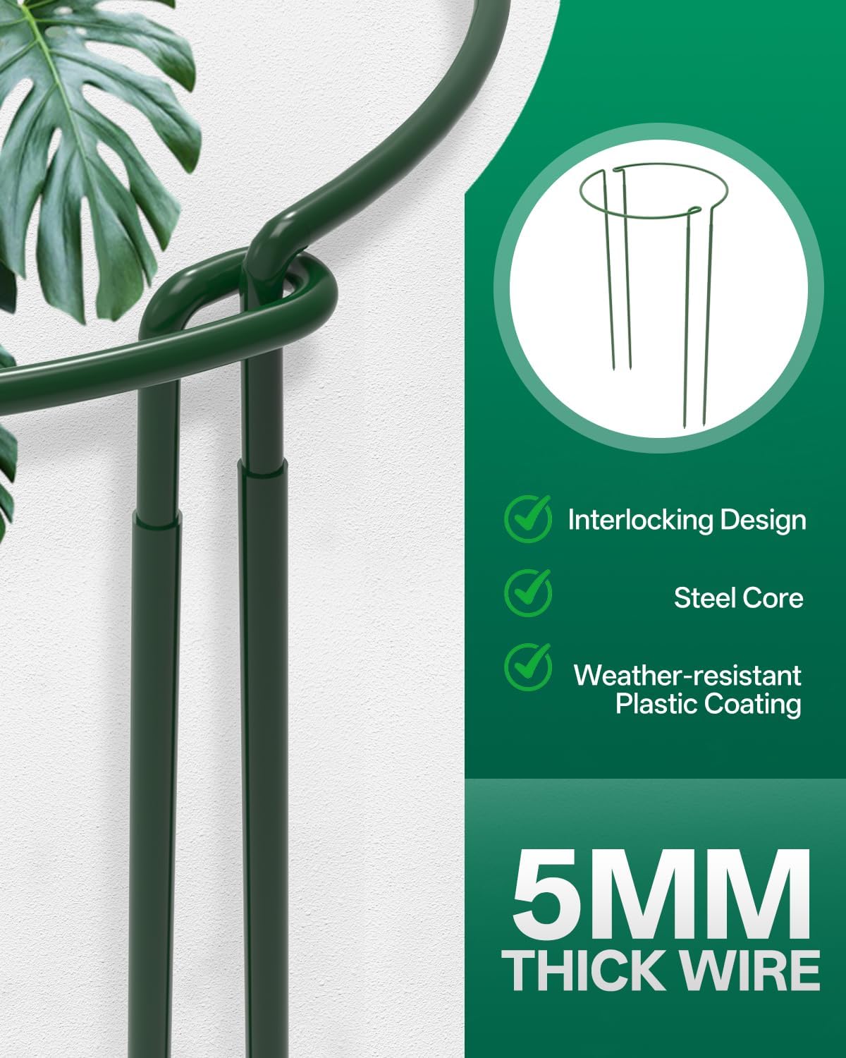 8 Pack 24 In Plant Support Stakes, Peony Cages And Supports with 15 Lables | Rust-proof Metal Plant Stakes, Adjustable Plant Supports For Outdoor Plants, Peony Cage, Flower Stakes for Plants，Hydrangea