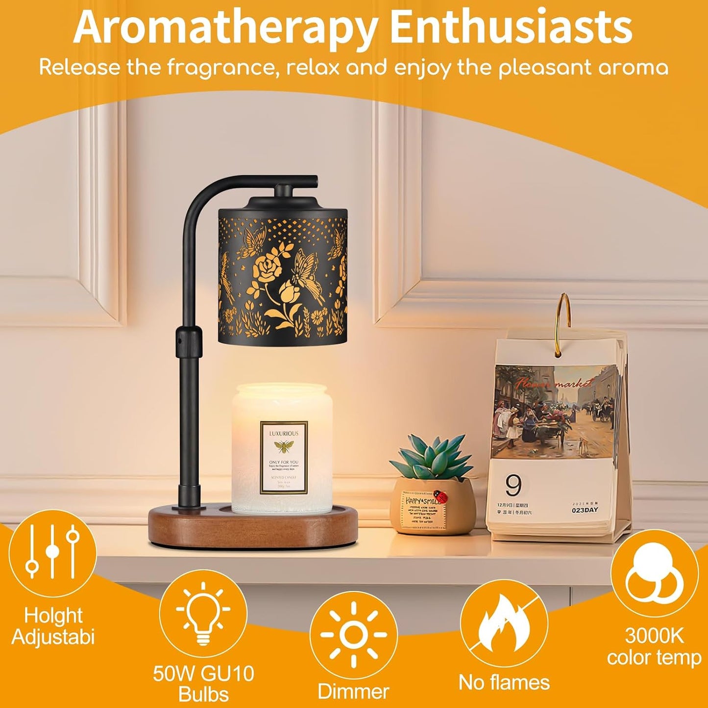 kobodon Candle Warmer Lamp with Timer, Electric Candle Lamp Warmer Birthday for Mom Women Home Bedroom Decor Wax Melt Warmer for Scented Wax with Jar Candles (Dragonfly)