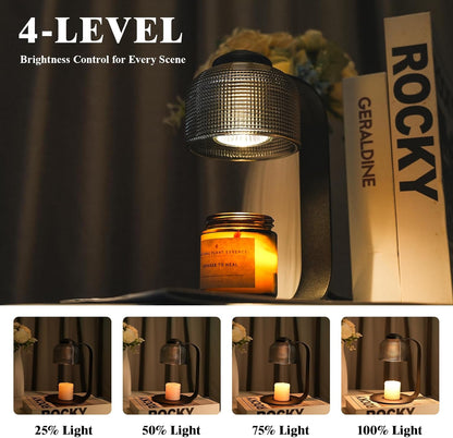 Candle Warmer Lamp with Timer & 4-Level Dimmer, Electric Wax Warmer for Jar Candles, Black Home Decor with 2 Bulbs, Gift for Women, Men, Housewarming