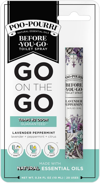 Poo-Pourri Before-You-Go Toilet Spray, Lavender Peppermint, 2 Fl Oz, Up to 100 Uses, Bathroom Odor Deodorizer, Plant-Based with Essential Oils for Home or Work, Travel Essentials, TSA Approved Size