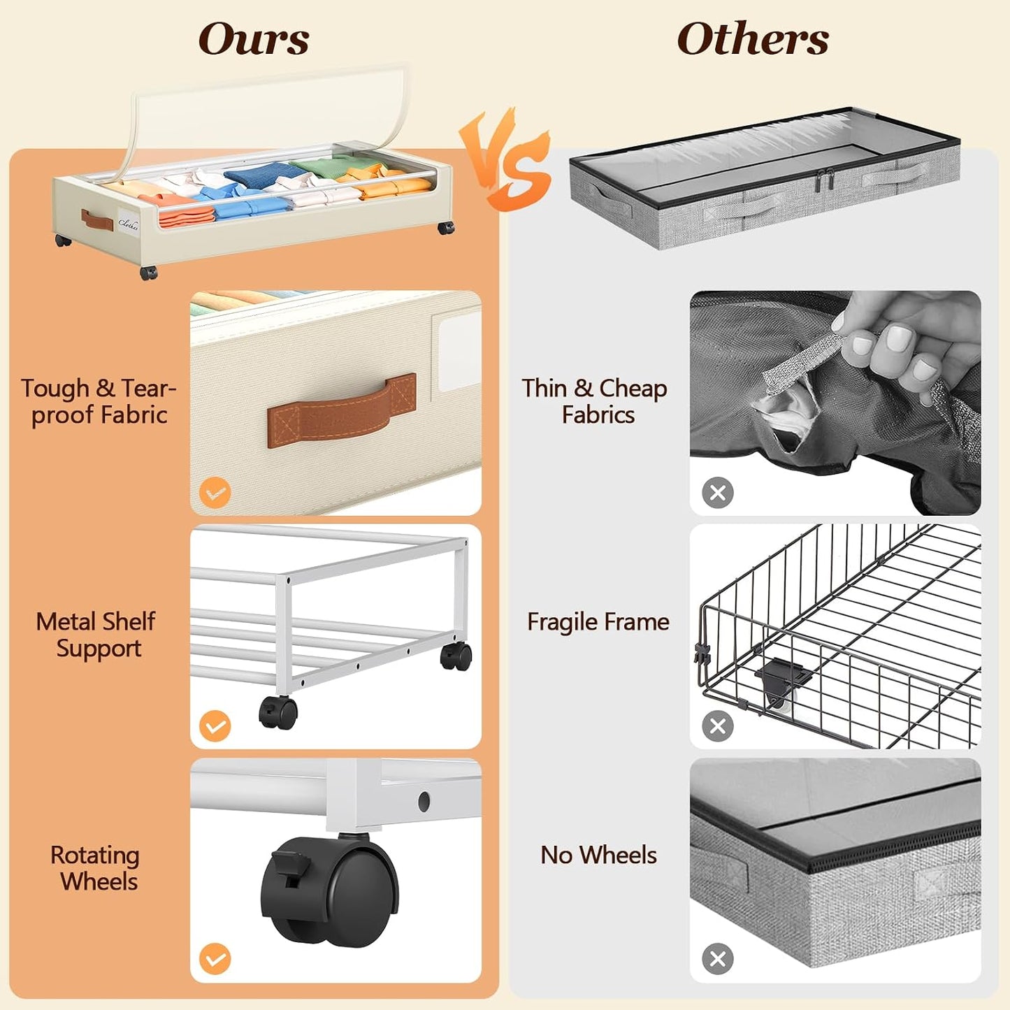 Yecaye Under Bed Storage with Wheels, 2 Pack Under Bed Storage Containers, 60L Underbed Shoe Storage with Clear Window & Label, Rolling Under Bed Metal Drawer for Clothes, Shoes, Books, Blankets