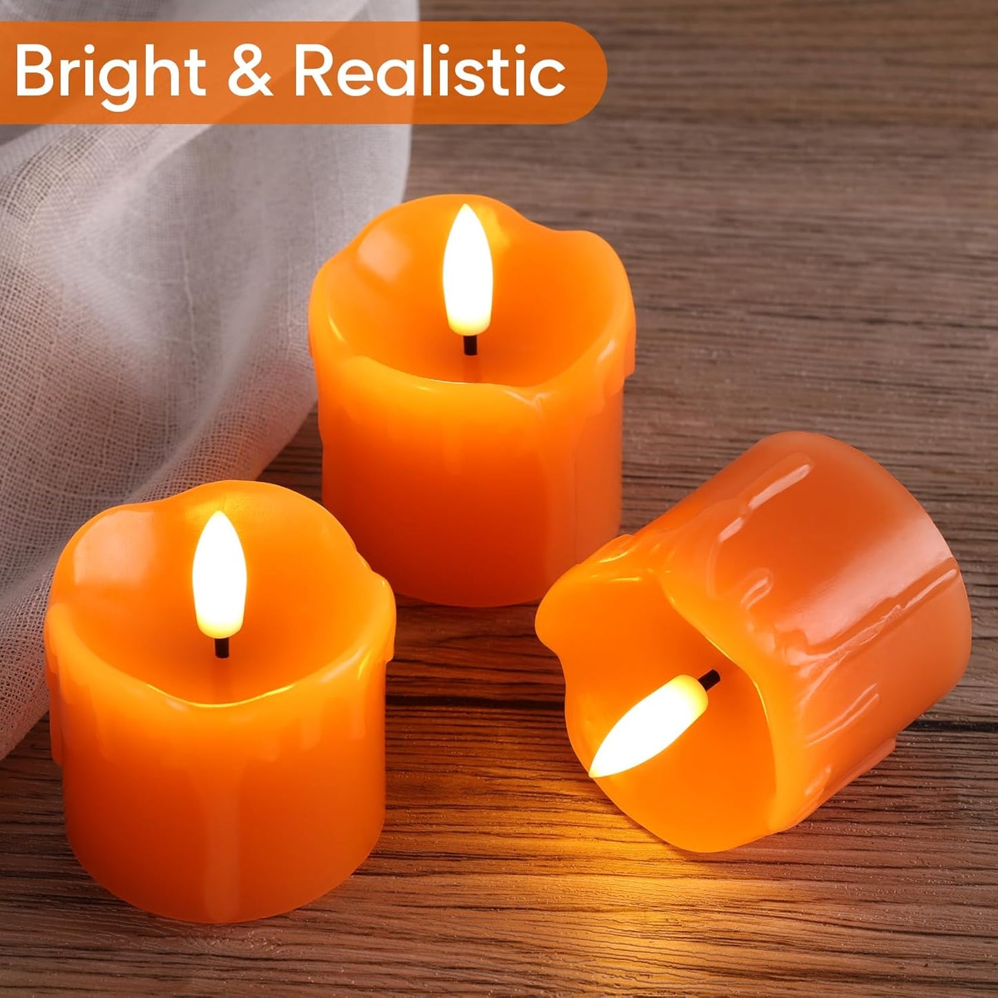Eywamage Ivory Flameless Votive Candles with Timer Batteries, 2x3 inch Small LED Pillar Candles Flickering Set of 6