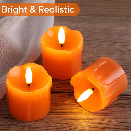 Eywamage Ivory Flameless Votive Candles with Timer Batteries, 2x3 inch Small LED Pillar Candles Flickering Set of 6