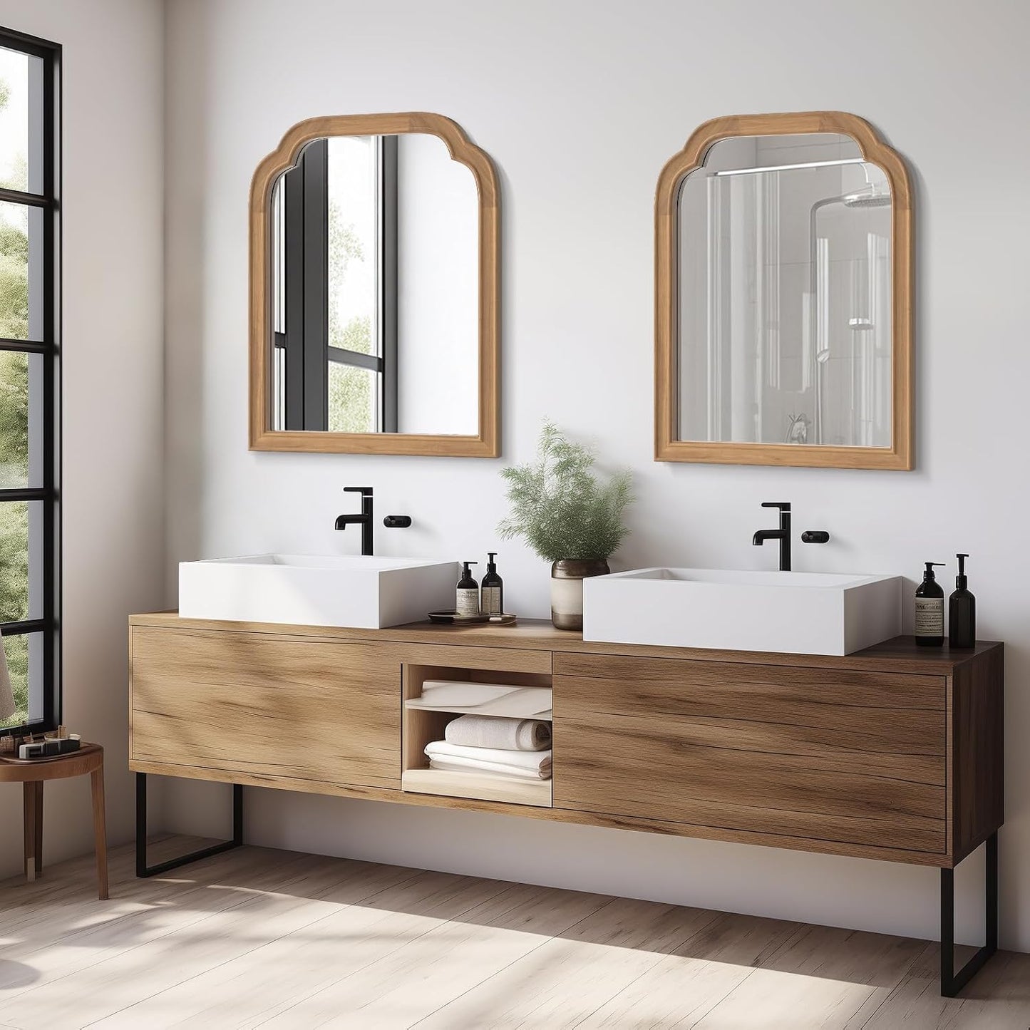 WallBeyond Full Length Mirror Wall Mounted 65"x22", Rustic Wooden Frame Floor Mirror, Large Full Body Mirror for Bedroom, Leaning or Hanging Against Wall, Natural