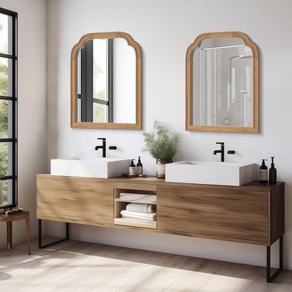 WallBeyond Full Length Mirror Wall Mounted 65"x22", Rustic Wooden Frame Floor Mirror, Large Full Body Mirror for Bedroom, Leaning or Hanging Against Wall, Natural