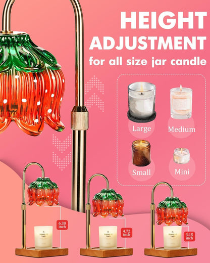 Funistree Flower Candle Warmer Lamp with Timer & Dimmer, Adjustable Height Candle Warmer, Christmas Birthday Gifts for Women Mom, House Warming New Home Decor, Wax Warmer with 2 Bulbs for Jar Candles