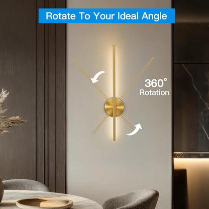 TaoFiaCo Battery Operated Wall Sconces Set of Two,Rechargeable Wall Sconces Set of 2 with Remote Control Dimmable Wall Light Decor for Living Room, Bathroom for, 24 Inch, Gold