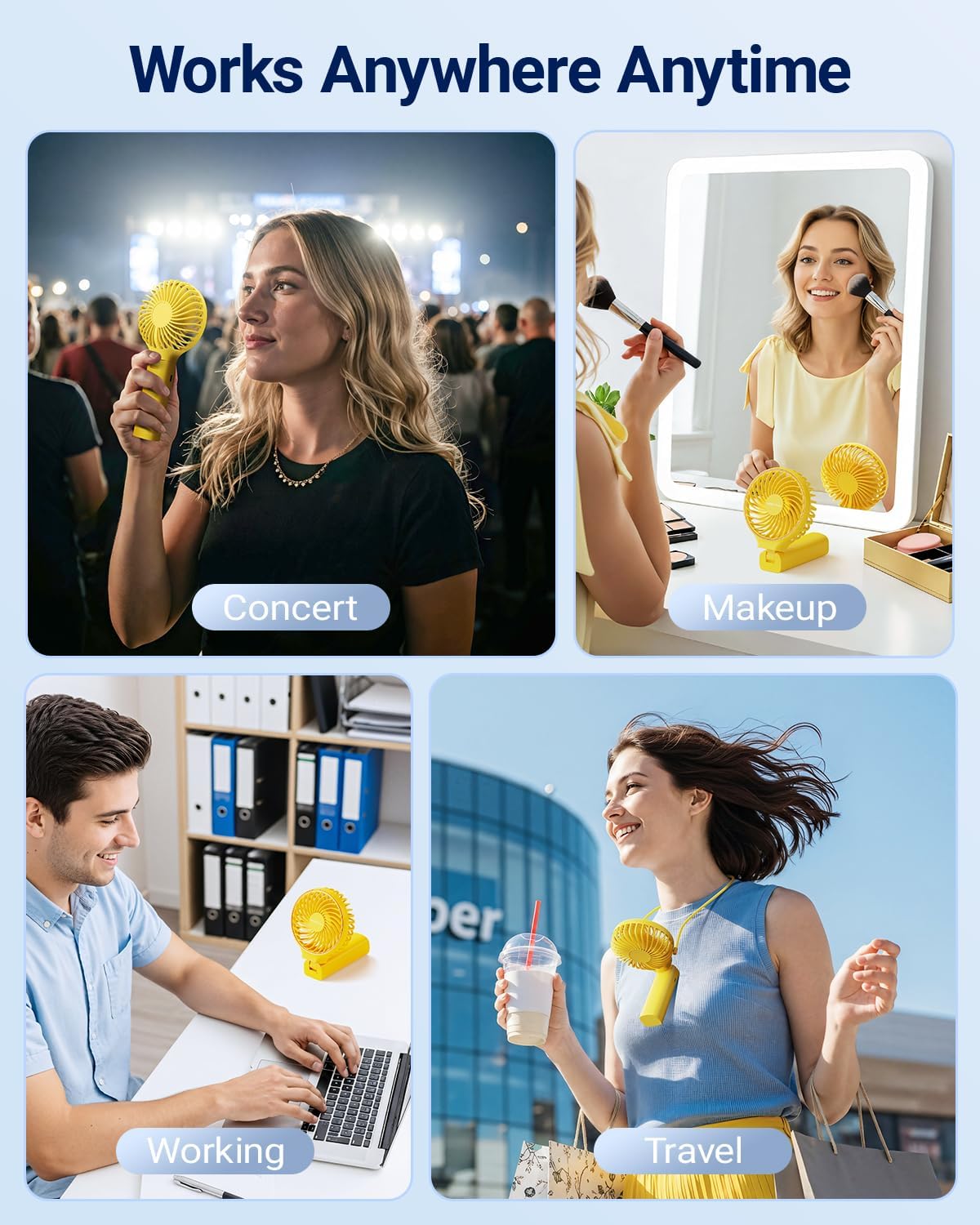 SWEETFULL Handheld Portable Fan, 5000mAh Rechargeable Battery, 6 Speed Wind, LED Digital Display, Foldable Electric Personal Mini Travel Fan with Backup Power, Summer Essentials Gifts for Women Girl