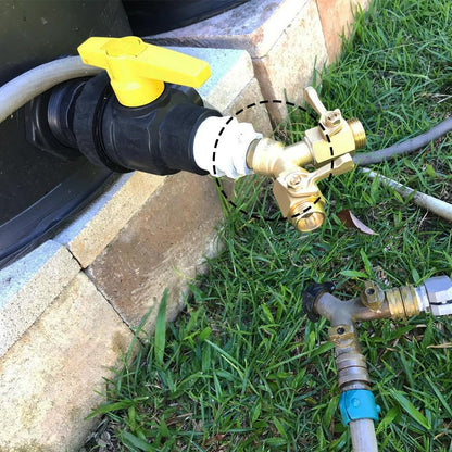 Hooshing Garden Hose Splitter 2 Way 3/4" GHT Hose | Heavy Duty Brass, Y Swivel Connector, with Washers, Outdoor Faucet, Watering