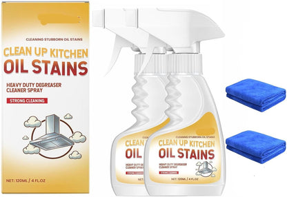 Heavy Duty Kitchen Degreaser Spray – 120ml Heavy Oil Stain Cleaner for Clean Up Kitchen Oil Stains, Multi Purpose for Microwave & Oven & Stove Top (with wash cloth) (1)