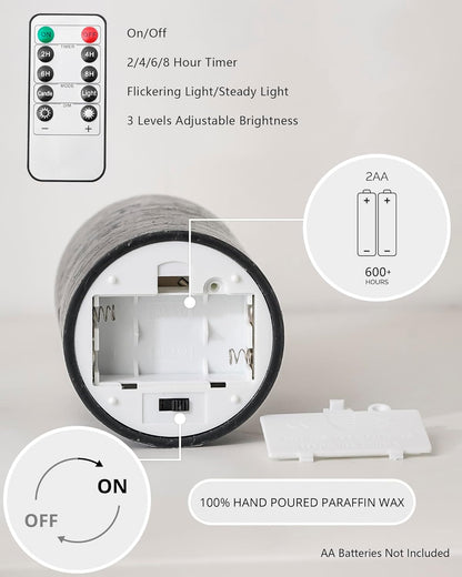 Stmarry White Flameless Candles with Remote and Timer, Real Wax Made LED Pillar Candles Battery Operated with 3D Flickering Flame - 3" x 4",5",6" - Set of 3