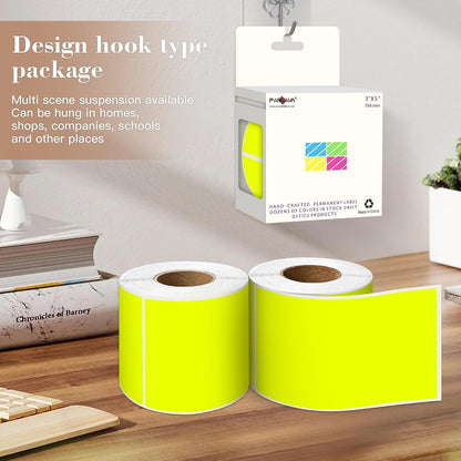 PARLAIM 3 x 5 inch Rectangle Sticker Labels, 250PCS Adhesive Color Coding Stickers for Moving Box Inventory Label, Fluorescent Green