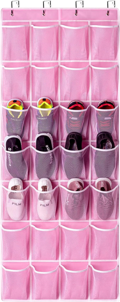 KEEPJOY 10 Tiers White Over Door Shoe Organizer Storage, Hanging Shoe Holder for Door with Large Deep Pockets, Fit 20-30 Pairs Shoe Rack for Sneakers, Boots (White)