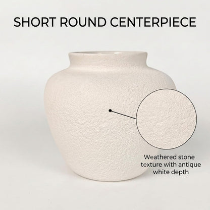 5.9" Small White Round Ceramic Vase, Coffee Table Shelf Decor