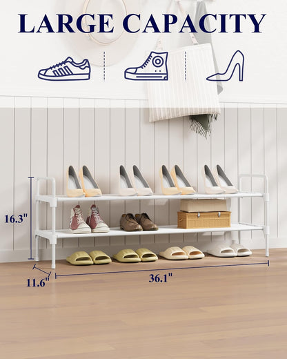 Kitsure Shoe Rack, 39" Wide Extra-Long Shoe Organizer, 3-Tier, Black | Closet, Front Door Entrance, Entryway, Stackable & Detachable Shelf, Closet Organizers and Storage